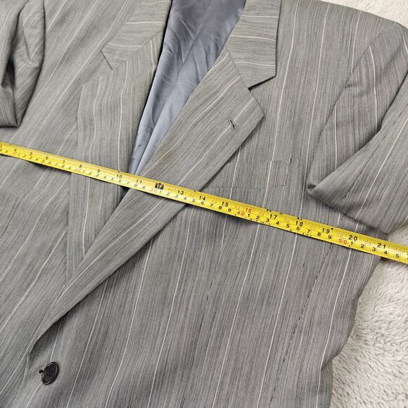 Boss Hugo Boss Corleone Blazer Men's 40L Grey Striped Ventless Wool Suit Jacket - Picture 10 of 13